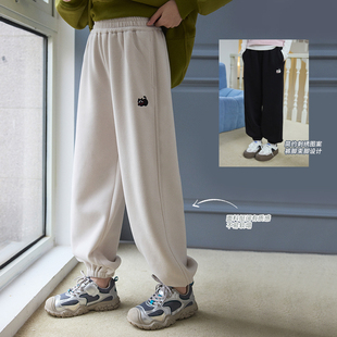 女童裤子休闲裤2025春季新款儿童卡通刺绣宽松运动裤童装束脚裤潮