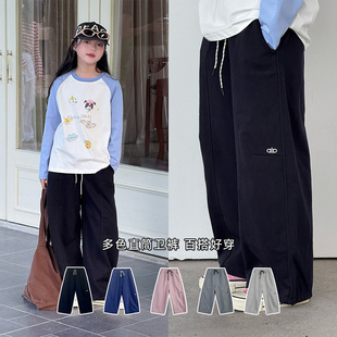 宽松阔腿长裤 女童裤 中大童运动裤 韩系松弛感卫裤 子春秋新款