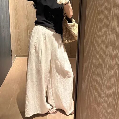 2025春季纯色口袋棉麻裙裤