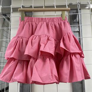 2025夏季彩色拼接蛋糕裙A字裙裙子女高腰百搭时尚短裙韩版东大门