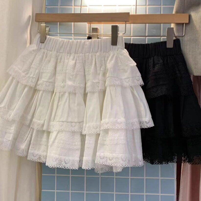 205春季黑色白色蛋糕裙短裙