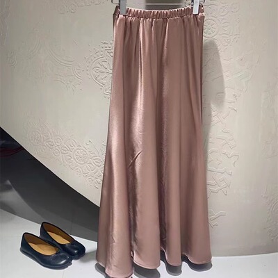 时尚韩国东大门纯色缎面鱼尾裙