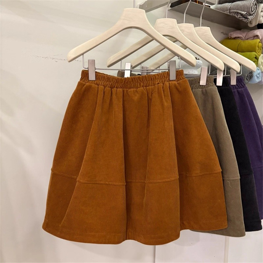 2025秋彩色灯芯绒拼接伞裙