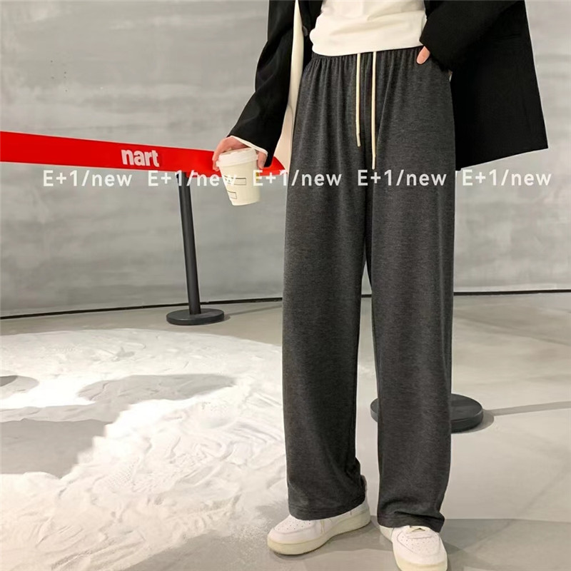 2025春季常规软软糯糯长裤直筒裤抽绳遛狗裤裤子女高腰松紧腰显瘦