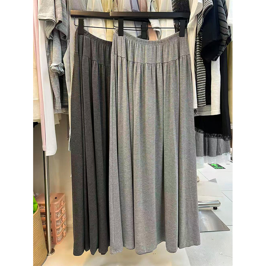 浅灰色深灰色拼接莫代尔A字裙