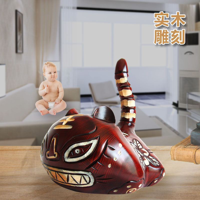 木头老虎可爱风存钱罐家居摆设