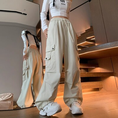 美式复古新款工装裤女2024新款秋季宽松直筒阔腿休闲宽松束脚裤子