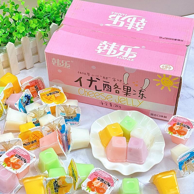 韩乐优酪果冻整箱4斤混合口味草莓味网红果冻儿童休闲即食零食