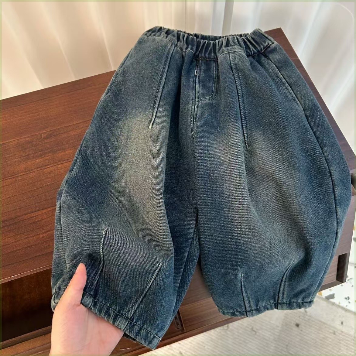 儿童牛仔裤加绒加厚牛仔裤柔软新