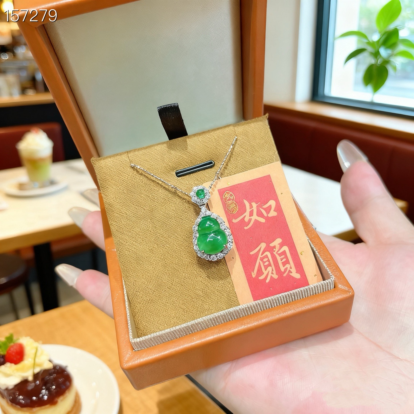 天然翡翠葫芦项链s925纯银镶嵌锁骨链