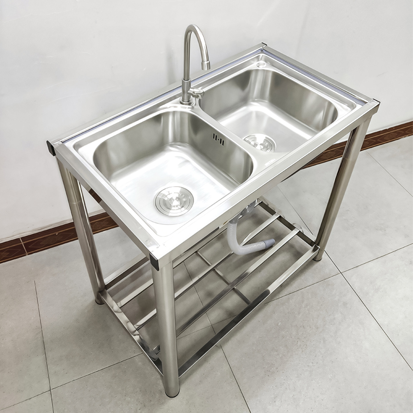 厨房304不锈钢水槽双盆带支架移动落地洗碗池洗菜盆支撑架加厚盆,家装主材,水槽套餐,淘宝优惠券,粉丝福利购,淘宝优惠卷