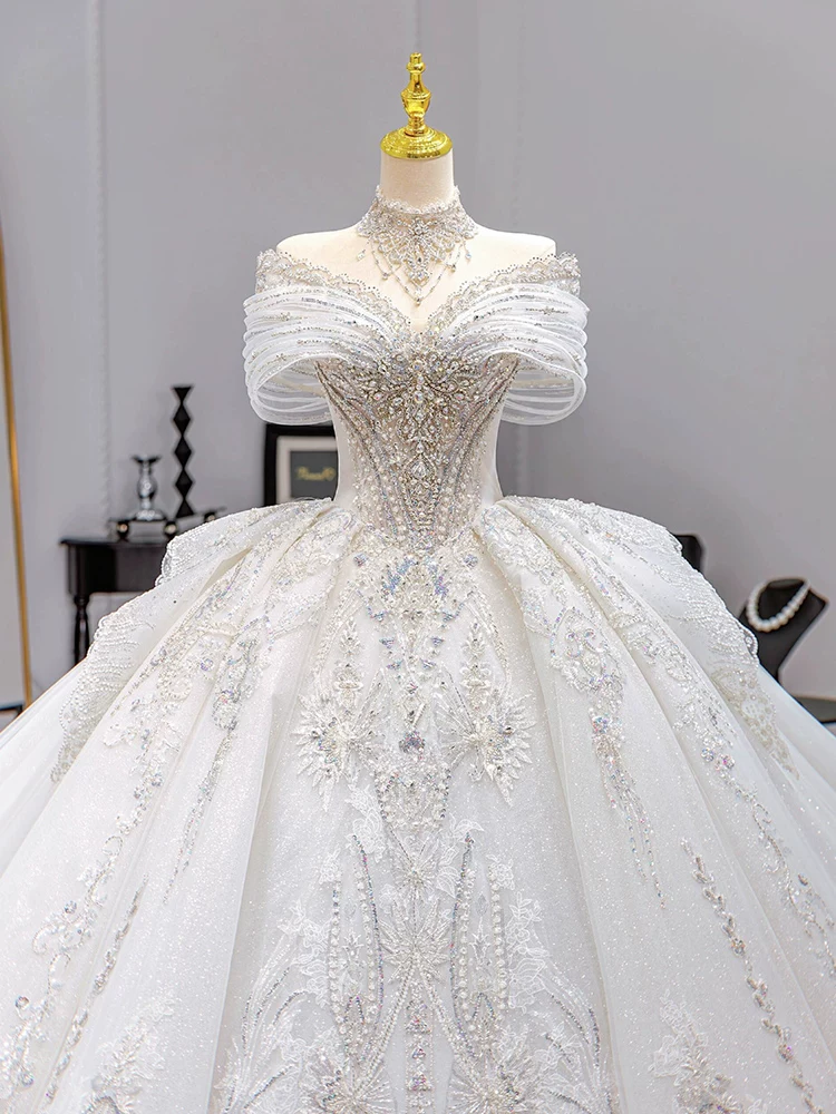 Wedding dress, open shoulders, high-end
