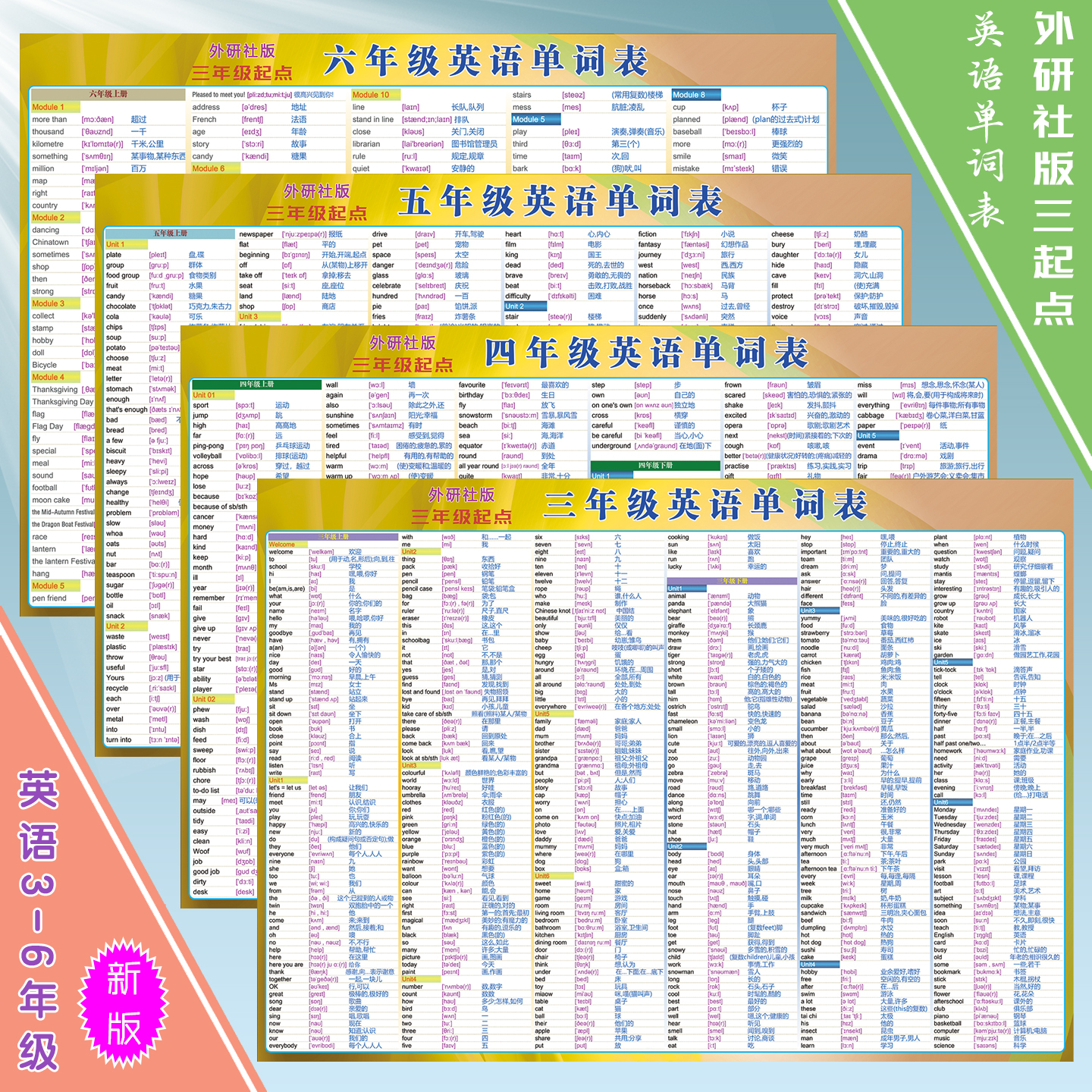 中小学外研社英语单词高清墙贴图