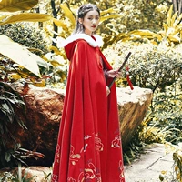 筱 辰 【雪】 Thiết kế ban đầu của phụ nữ Hanfu retro hàng ngày thêu áo choàng len lớn áo choàng len - Áo khoác ngắn áo khoác lông vũ nữ