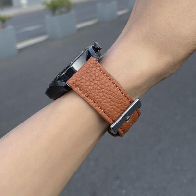 新款荔枝纹适用华为手表gt4/gt5真皮表带watch4pro荣耀小米男女