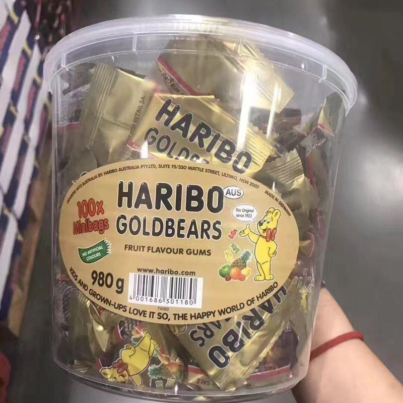 德国HARIBO哈瑞宝软糖QQ糖果小熊糖果味980g大桶80袋 现货