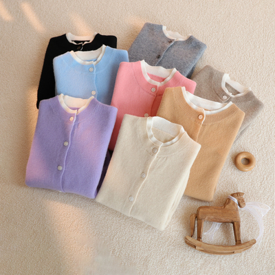 儿童100%纯羊毛衫女童毛衣开衫