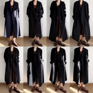 日制古着Vintage复古羊毛大衣尖货宽松气质中长款 毛呢外套R11