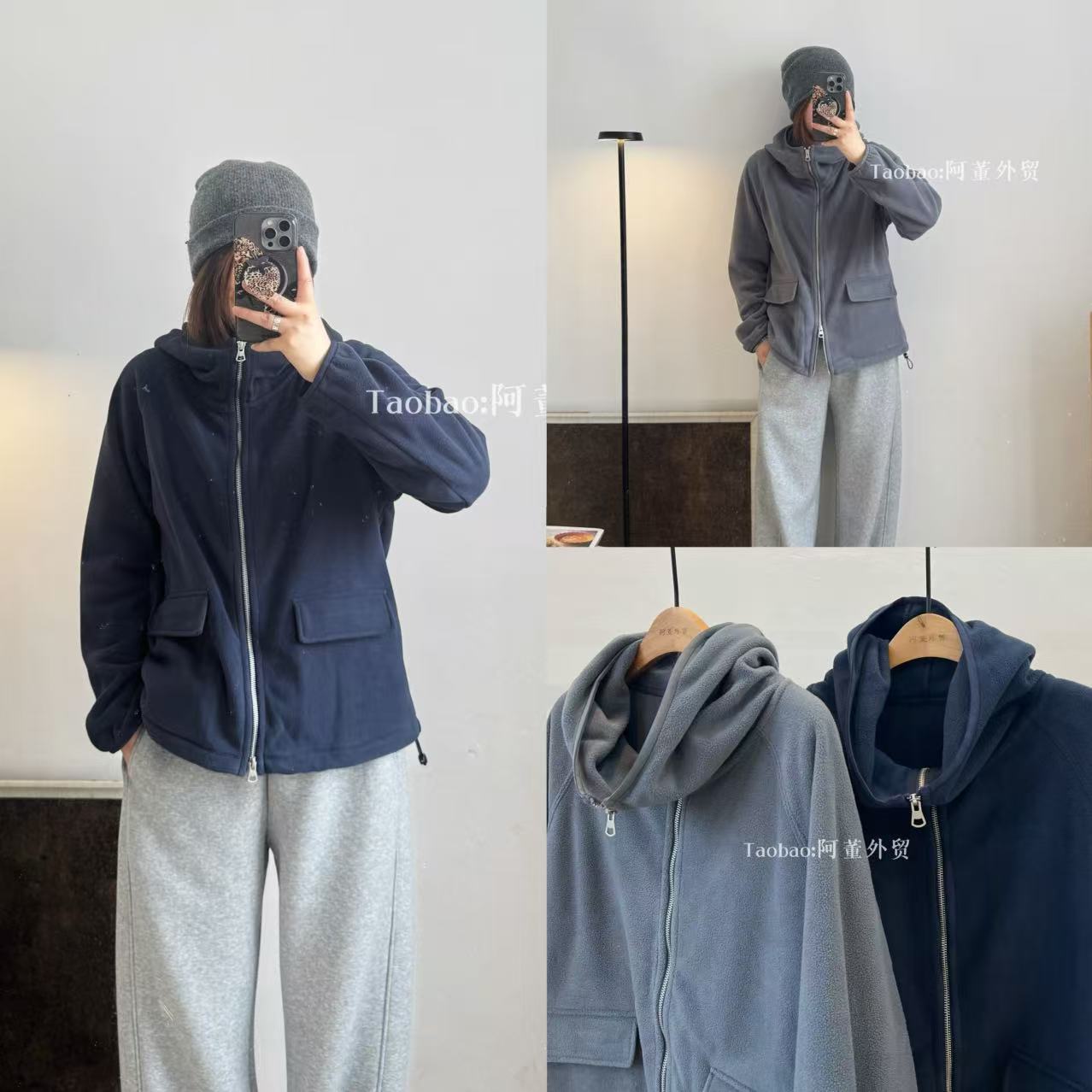下摆抽绳大口袋卫衣外套