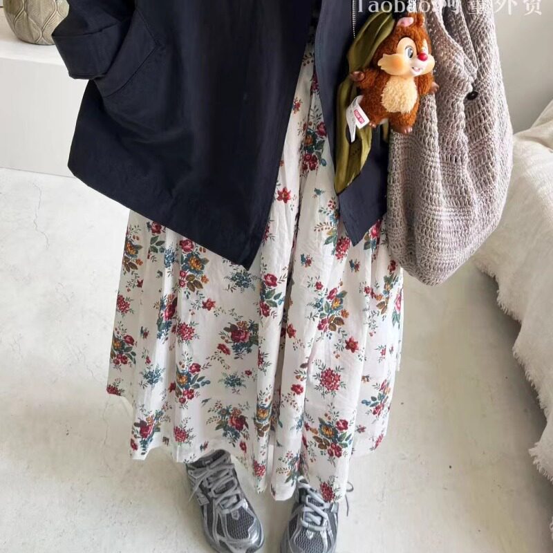 小碎花高腰阔腿宽松裙裤