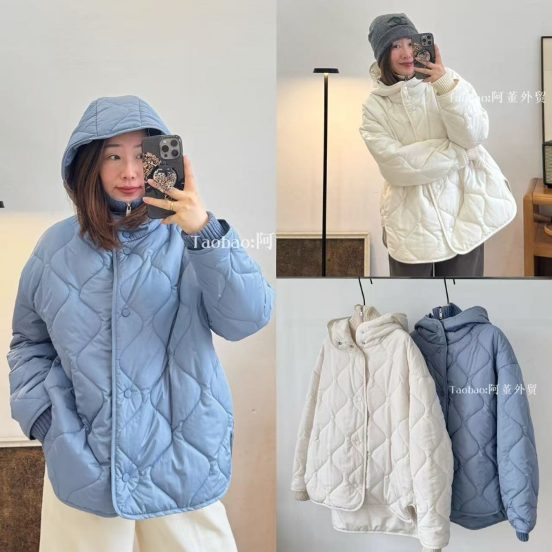 「阿董外贸」冬季新款休闲舒适蜂窝纹理软糯羊绒高领连帽棉服外套