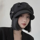 秋冬云朵贝雷帽大头围褶皱显脸小软檐可折叠八角帽日常休闲保暖潮