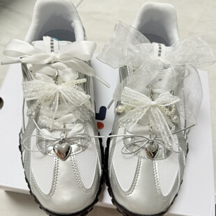 适配德训鞋波鞋阿甘鞋高级感芭蕾风百搭装饰水晶蕾丝蝴蝶结鞋带扣