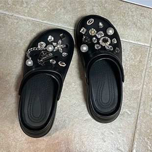 小红书款 扣珍珠鞋 花装 饰 crocs配饰diy复古合金配件马眼花鞋 洞洞鞋