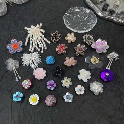 洞洞鞋花透明水晶鞋装饰品亮片扣