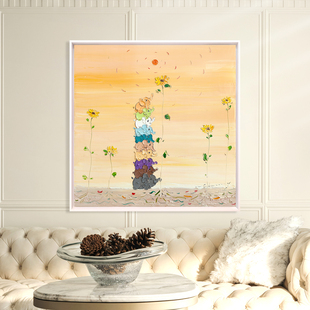 十祥图志明原创手绘油画多巴胺高级感客厅厚肌理小象轻奢现代治愈