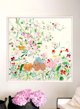 花涧乐园奶油风手绘油画