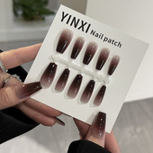 巨峰葡萄秋日显白美甲穿戴甲紫色渐变高级感通勤日常可拆卸假指甲