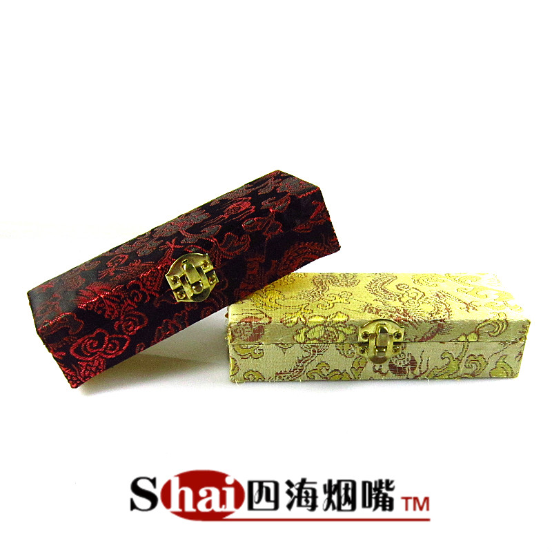 海柳神木烟嘴精美礼品盒子 长方形锦盒牛角玉石烟嘴锦盒 送礼专用