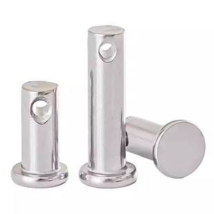 304不锈钢销轴平头带孔圆柱销子固定位销钉插销M3M4M5M6M8M10