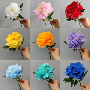 单枝芙蓉仿真花假花娟花 牡丹洋菊花大花仿真花整枝插花艺术花