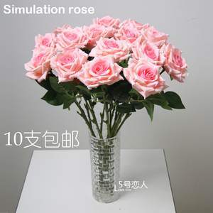 单支仿真假花红玫瑰花绢花家居客厅假花干花店铺酒店装饰花束摆设