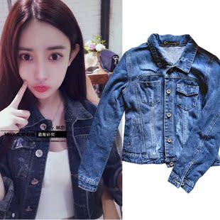 现在就出发孟子义同款牛仔外套高级设计感深蓝色短款夹克上衣女潮