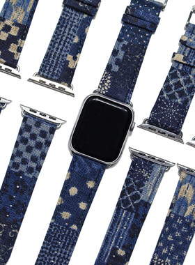 适用苹果iwatch表带复古小众布料