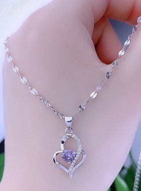 加长款50厘米925纯银雪花项链跳动的心韩版送女友情人节生日礼物