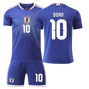 足球服儿童2026世j杯日本主场10号律安堂短袖短裤蓝衣白裤套装