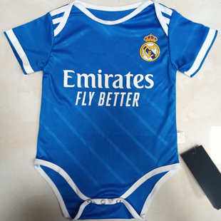 2526皇马球衣婴儿足球服哈衣7号C罗爬服BB连体服蓝色送礼满月服