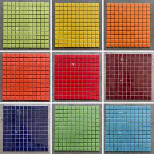 厨房卫生间阳台陶瓷红色黄色绿色白色马赛克背景墙贴拼图泳池墙砖