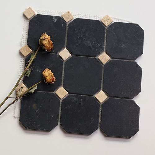 复古黑色莱姆石马赛克马蹄石