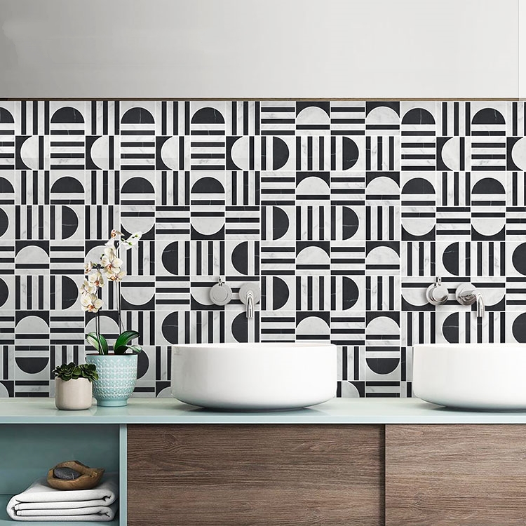 复古大理石马赛克卫生间背景墙拼花玄关阳台浴室墙砖卫生间瓷砖