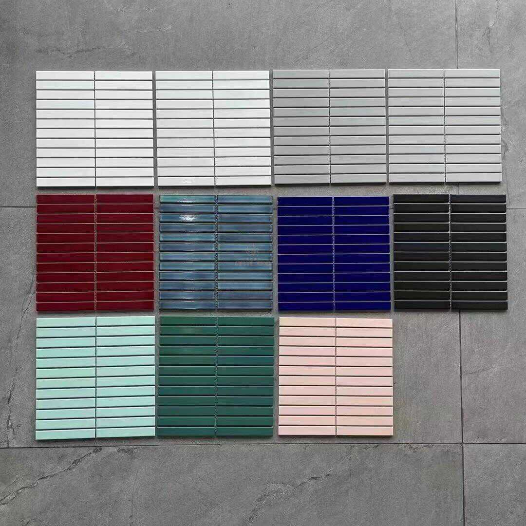 网红细长条形马赛克窑变瓷砖卫生间背景墙砖吧台圆弧包柱子筷子砖