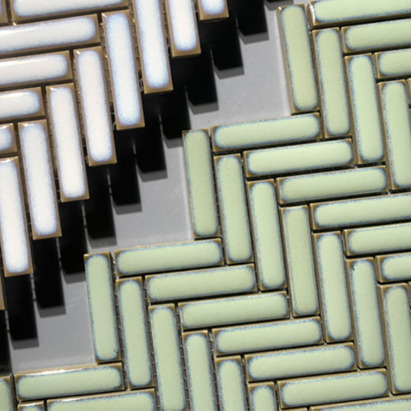 北欧复古窑变鱼骨马赛克瓷砖