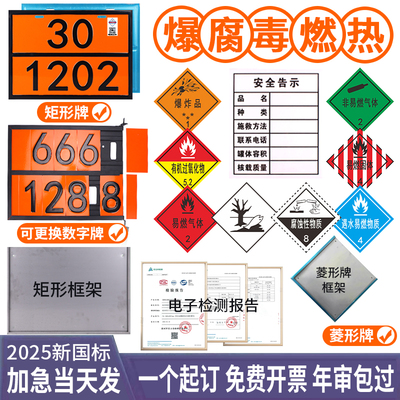 2025新规危险品矩形标志牌代码牌