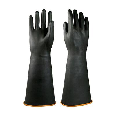 ANDANDA/安丹达 耐酸碱天然乳胶手套 10368 均码 黑色 45cm