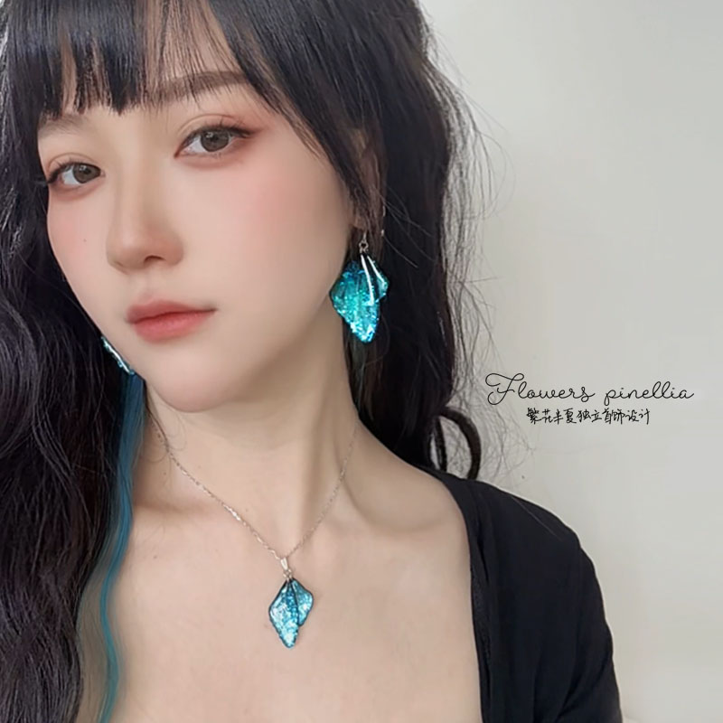 原创蝴蝶翅膀耳环S925纯银女
