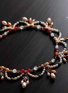 做工精致项链璎珞珍珠双层女